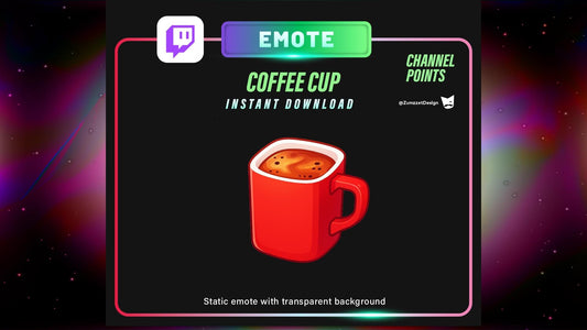STATIC Coffee Mug Emote and Channel Point for Twitch, Streamer, Drinks Emote, Cute Kawaii Emote