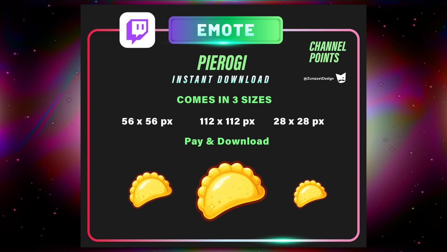 STATIC Pierogi Slavic Emote and Channel Point for Twitch, Streamer, Dumpling Emote, Food Emote