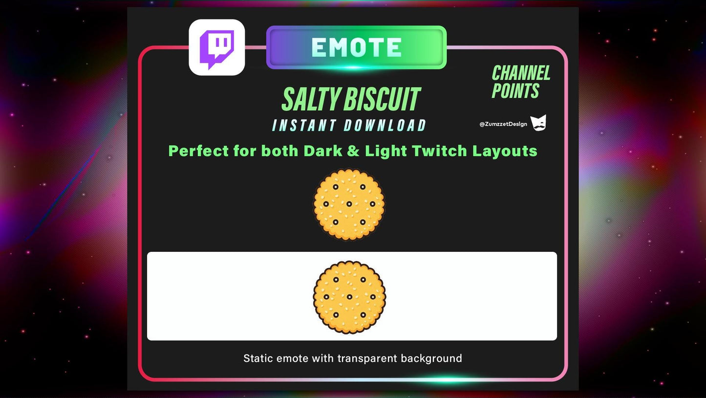 STATIC Salty biscuit Emote and Channel Point for Twitch, Streamer, Fast Food Emote