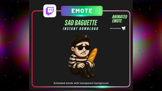 ANIMATED Sad French Mime  Emote Twitch, Streamer, Gaming, Streaming, Stream Emotes, Reaction Emote, Sad Crying Emote