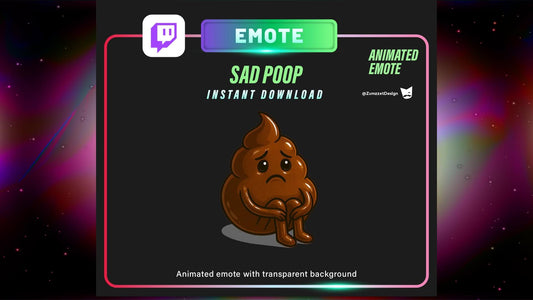 ANIMATED Sad Brown Poop Emote Twitch, Streamer, Gaming, Streaming, Stream Emotes, Reaction Emote, Sad Crying Emote