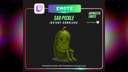 ANIMATED Sad Dill Pickle Emote Twitch, Streamer, Gaming, Streaming, Stream Emotes, Reaction Emote, Sad Crying Emote
