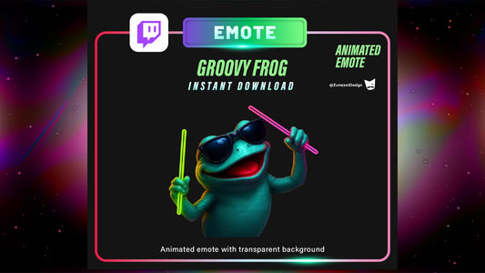 ANIMATED Rave Groovy Frog Emote for Twitch, Streamer, Gaming, Streaming, Stream Emotes, Glowing Emote, Music Emote