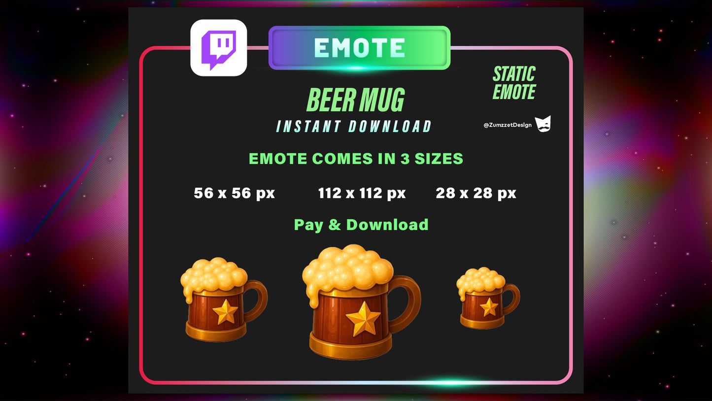 STATIC Beer Mug Emote Set for Twitch, Streamer RPG, Medieval Gaming, Tavern Emotes, Stream Emotes, Beer Emote, Food emote