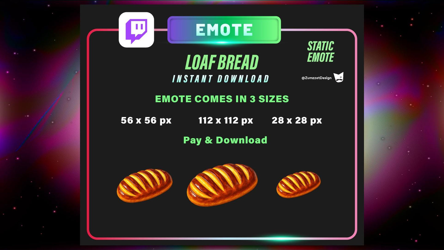STATIC Bread Loaf Emote Set for Twitch, Streamer RPG, Medieval Gaming, Tavern Emotes, Stream Emotes, Cute Emotes, Food emote