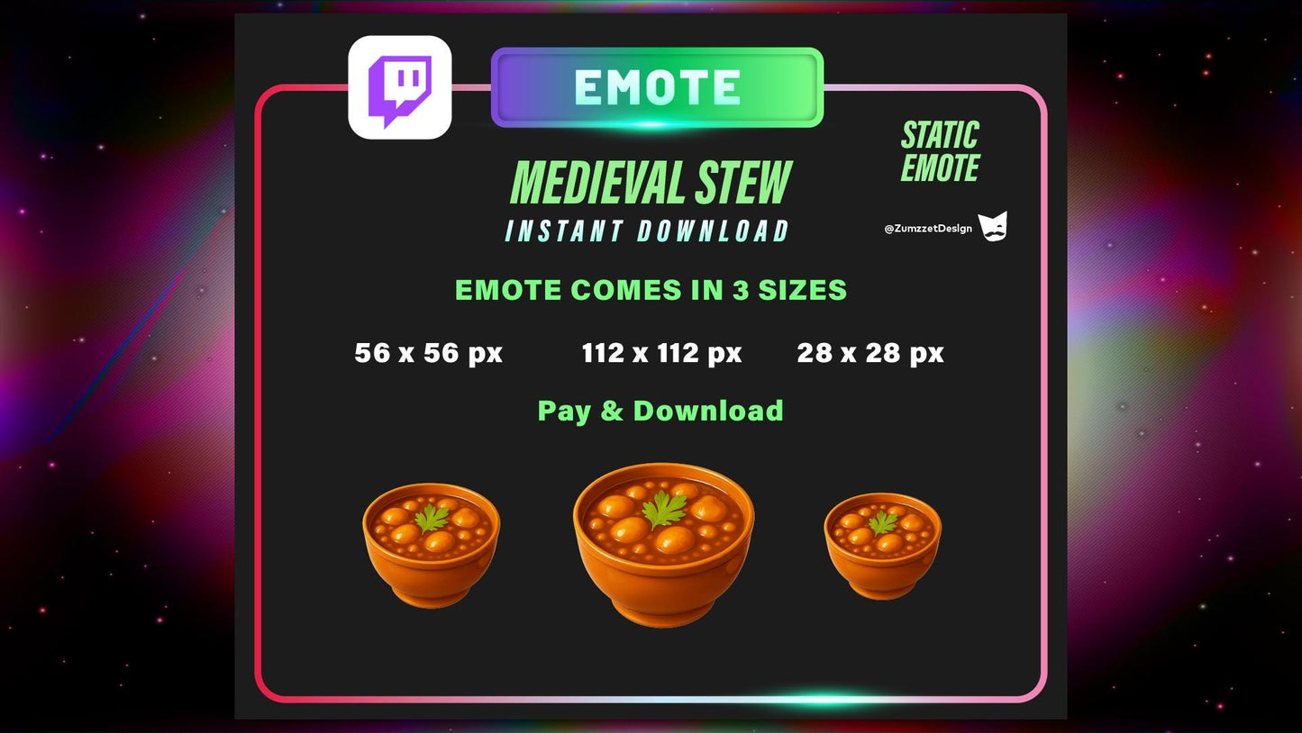 STATIC Stew Soup Emote Set for Twitch, Streamer RPG, Medieval Gaming, Tavern Emotes, Stream Emotes, Cooked Food Emote, Food emote