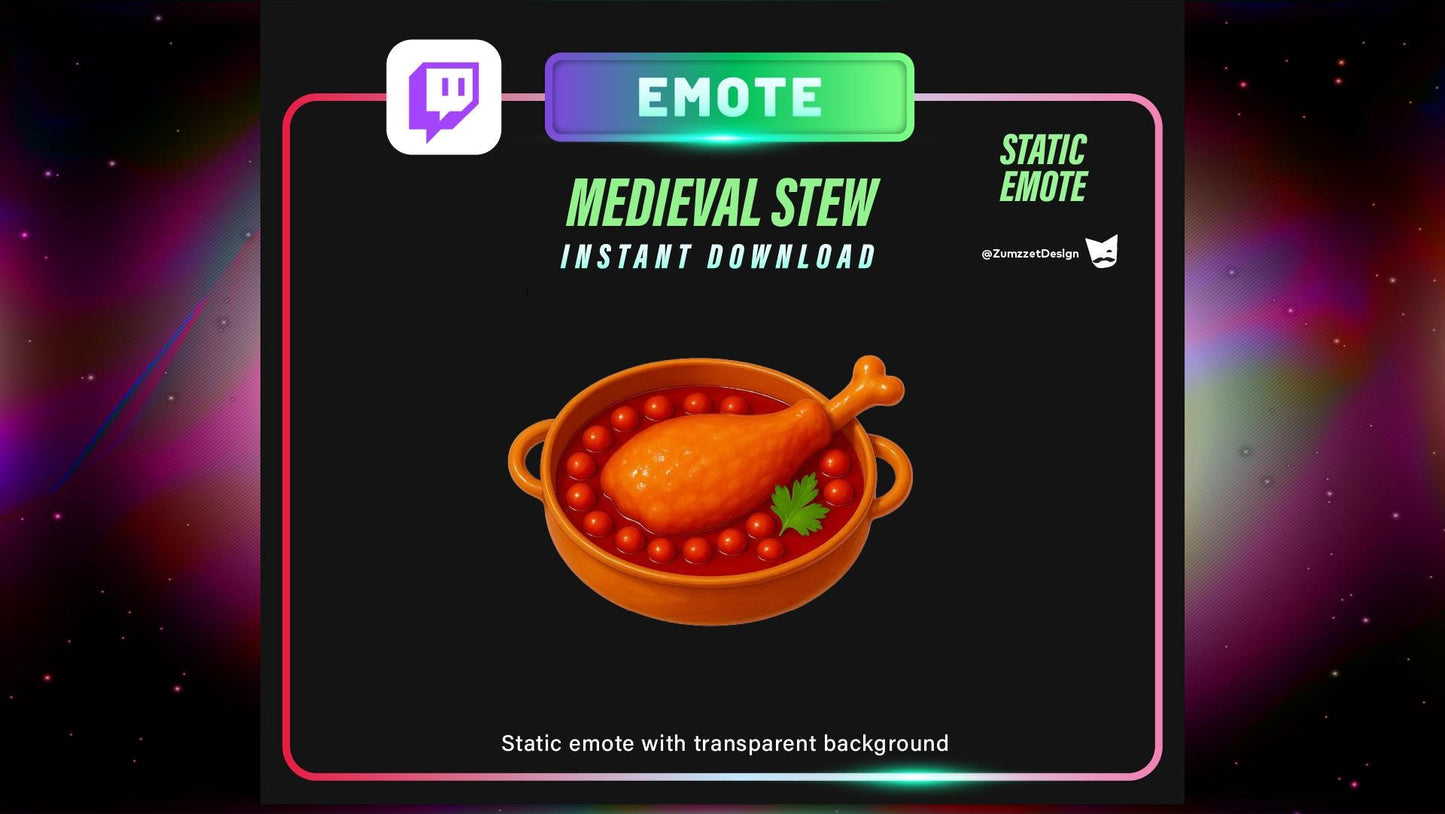 STATIC Medieval Chicken Stew Emote Set for Twitch, Streamer RPG, Medieval Gaming, Tavern Emotes, Stream Emotes, Cute Emotes, Food emote