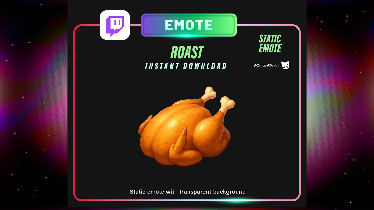 STATIC Medieval Chicken Roast Emote Set for Twitch, Streamer RPG, Medieval Gaming, Tavern Emotes, Stream Emotes, Cute Emotes, Food emote