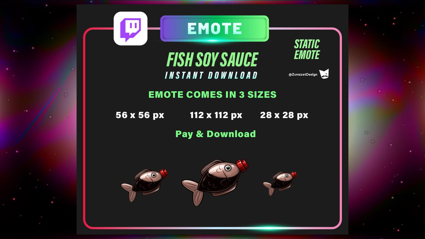STATIC Soy Sauce Fish Bottle Emote Set for Twitch, , Cute Emote, Food Emotes, Stream Emotes