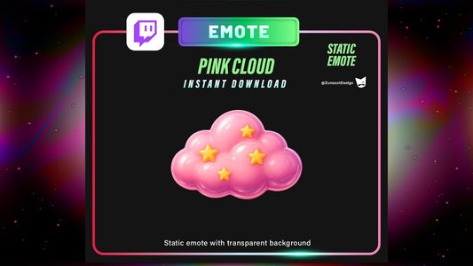 STATIC Pink Cloud Emote Set for Twitch, Celestial, Space Emotes, Stream Emotes, Cute Emotes