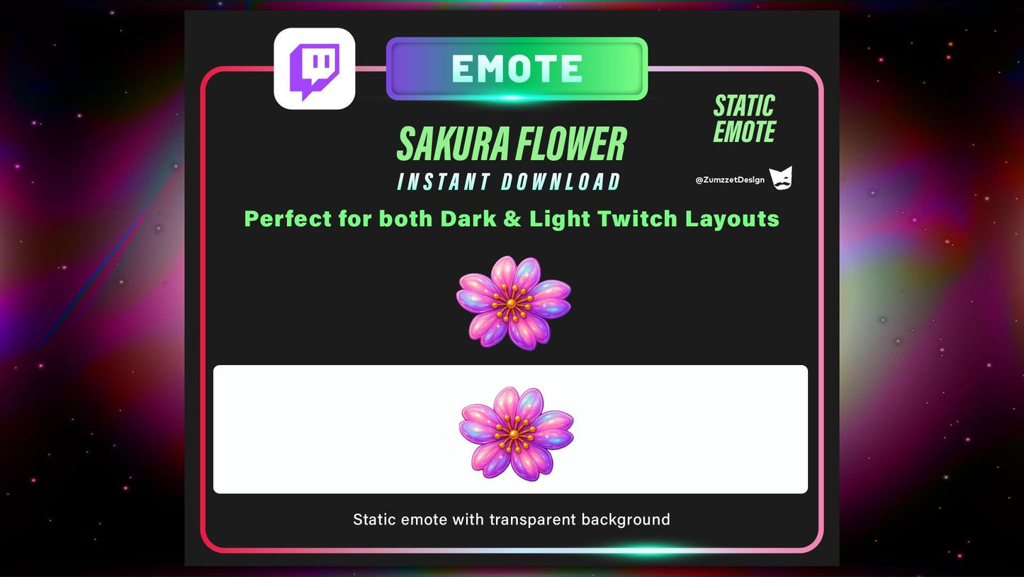 STATIC Sakura Flower Emote for Twitch, Botanical Emote, Cute Girly Emotes