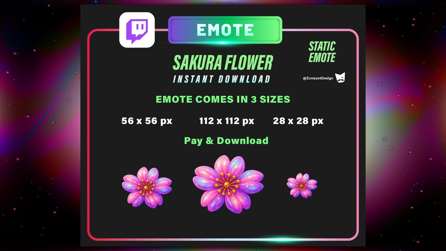 STATIC Sakura Flower Emote for Twitch, Botanical Emote, Cute Girly Emotes