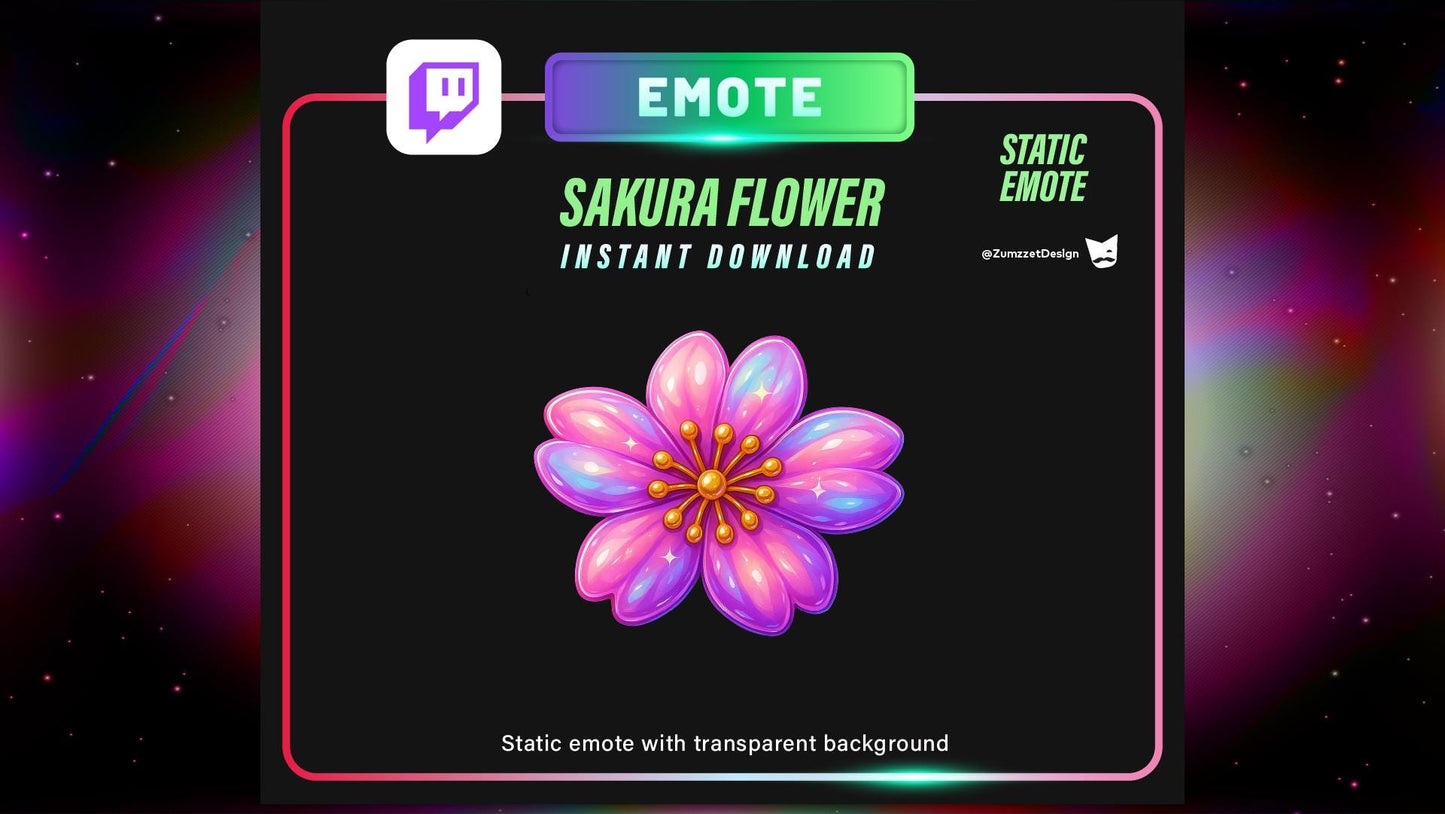 STATIC Sakura Flower Emote for Twitch, Botanical Emote, Cute Girly Emotes