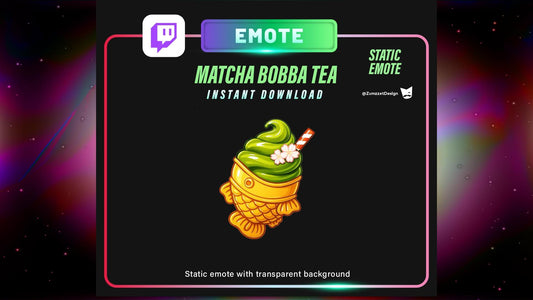 STATIC Taiyaky Fish Matcha Ice cream Emote Set for Twitch, Cute Emote, Food Emotes, Stream Emotes