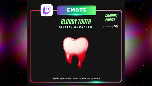 STATIC Bloody Tooth Emote and Channel Point for Twitch, Streamer, Halloween Emote, Horror Emote