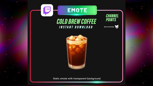 STATIC Cold Brew Coffee Emote and Channel Point for Twitch, Streamer, Summer Emote, Drinks Emote