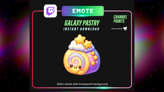 STATIC Galaxy Pastry Emote and Channel Point for Twitch, Streamer, Summer Emote, Dessert Emote