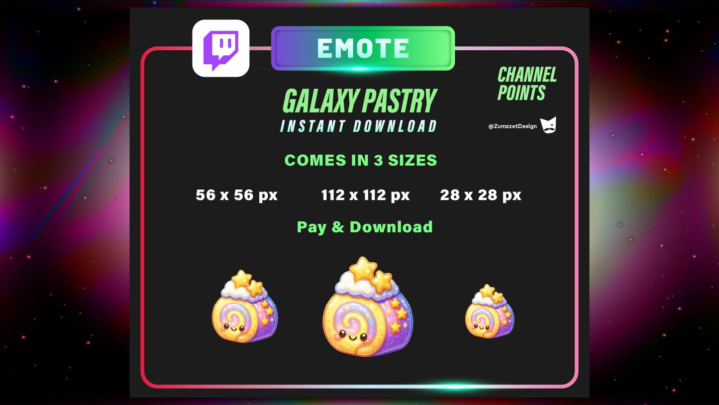 STATIC Galaxy Pastry Emote and Channel Point for Twitch, Streamer, Summer Emote, Dessert Emote