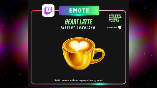 STATIC Golden Heart Latte Emote and Channel Point for Twitch, Streamer, Summer Emote, Drinks Emote