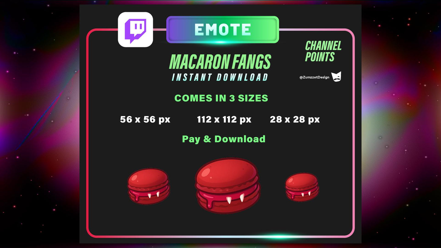 STATIC Macaron Fangs Emote and Channel Point for Twitch, Streamer, Horror Spooky Emote