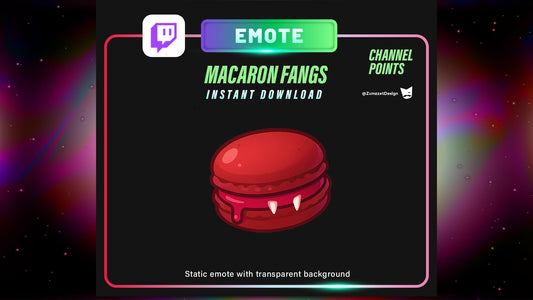 STATIC Macaron Fangs Emote and Channel Point for Twitch, Streamer, Horror Spooky Emote