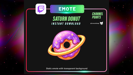 STATIC Saturn Galaxy Donut Emote and Channel Point for Twitch, Streamer, Sweets Emote, Food Emote, Cute Emote