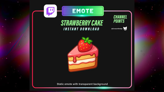 STATIC Strawberry Cake Emote and Channel Point for Twitch, Streamer, Dessert Emote, Sweets Emote