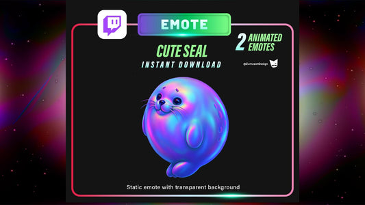 ANIMATED Seal t Emote for Twitch, Streamer, Gaming, Streaming, Stream Emotes, Glowing Emote, Music Emote, Animal Emote