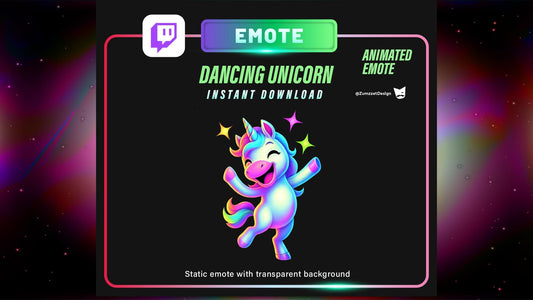 ANIMATED Rave Dancing Unicorn Emote for Twitch, Streamer, Gaming, Streaming, Stream Emotes, Glowing Emote, Music Emote