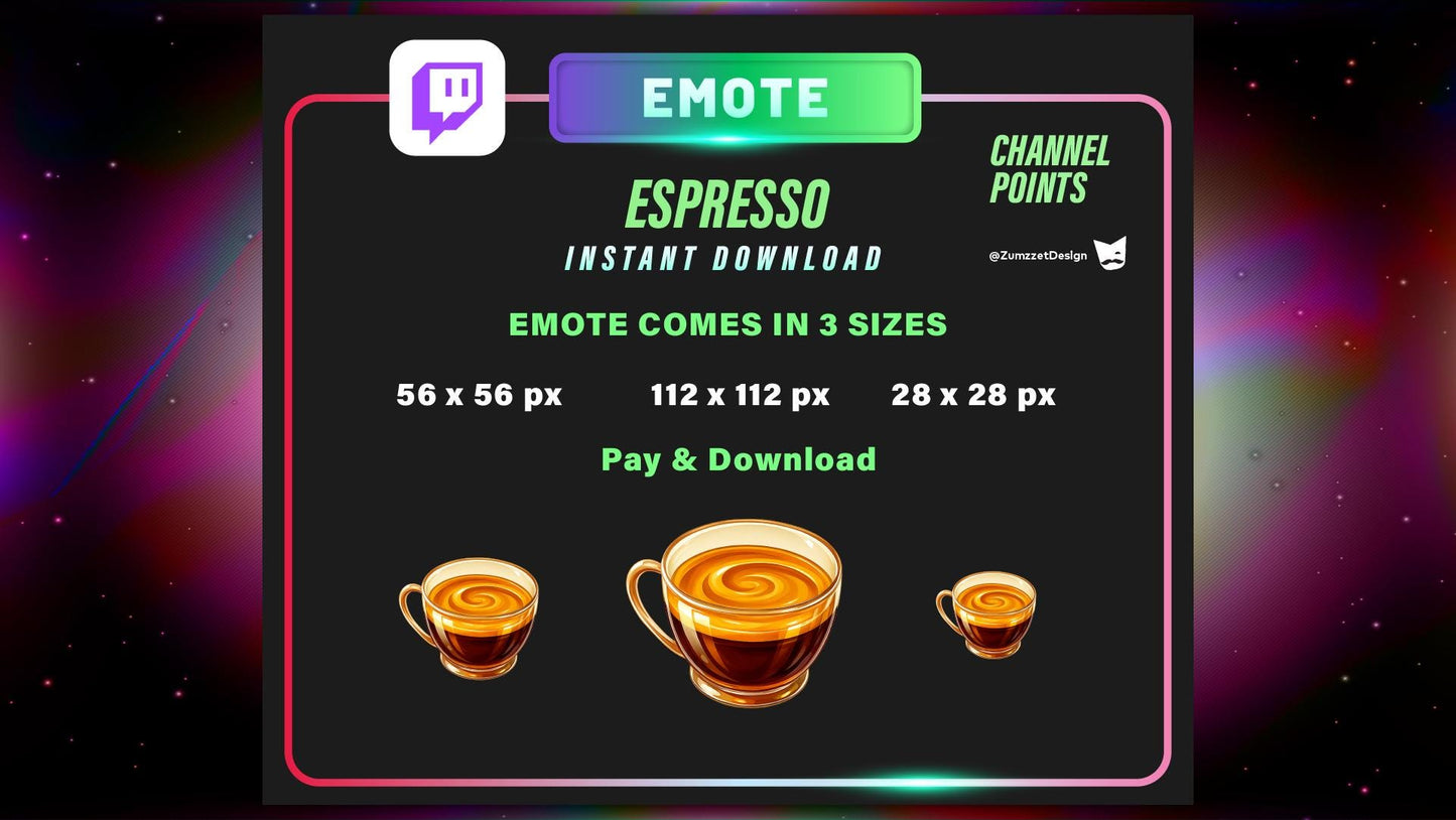 STATIC Coffee Barista Espresso Cup Channel Point Emote Static for Twitch,  Static PNG for Chill Vibes, Caffeine Boost & Cozy Streams