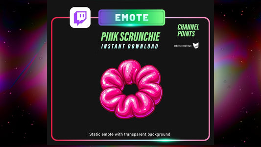 STATIC Pink Scrunchy and Channel Point for Twitch, Streamer, Beauty Emote, Girly Emote