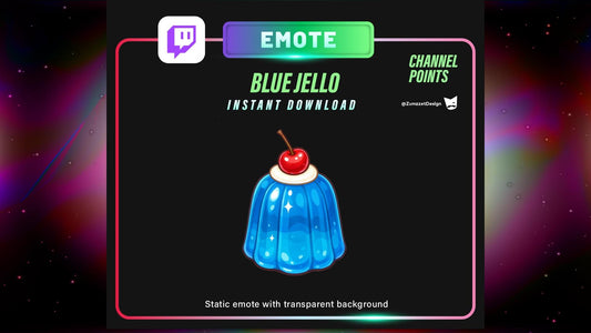 STATIC Blue Jello Emote and Channel Point for Twitch, Streamer, Dessert Emote, Sweets Emote