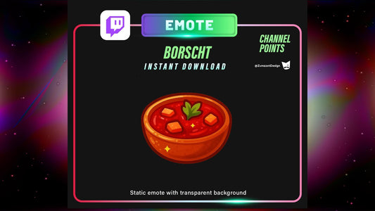 STATIC Borscht Slavic Emote and Channel Point for Twitch, Streamer, Soup Emote, Food Emote