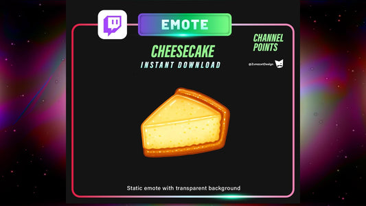 STATIC Cheesecake Emote and Channel Point for Twitch, Streamer, Dessert Emote, Sweets Emote