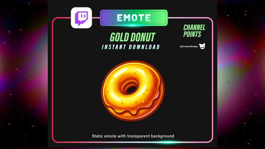 STATIC Gold Donut Emote and Channel Point for Twitch, Streamer, Sweets Emote, Food Emote, Cute Emote
