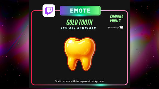 STATIC Gold Tooth Emote and Channel Point for Twitch, Streamer, Funny Emote, Western Emote