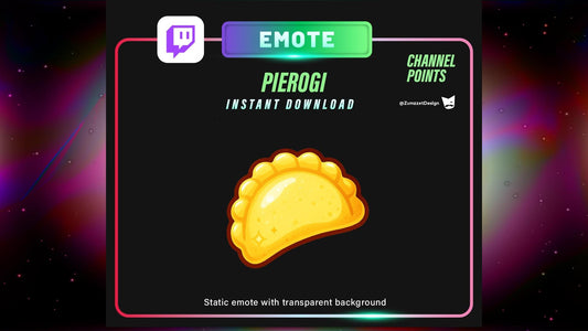STATIC Pierogi Slavic Emote and Channel Point for Twitch, Streamer, Dumpling Emote, Food Emote