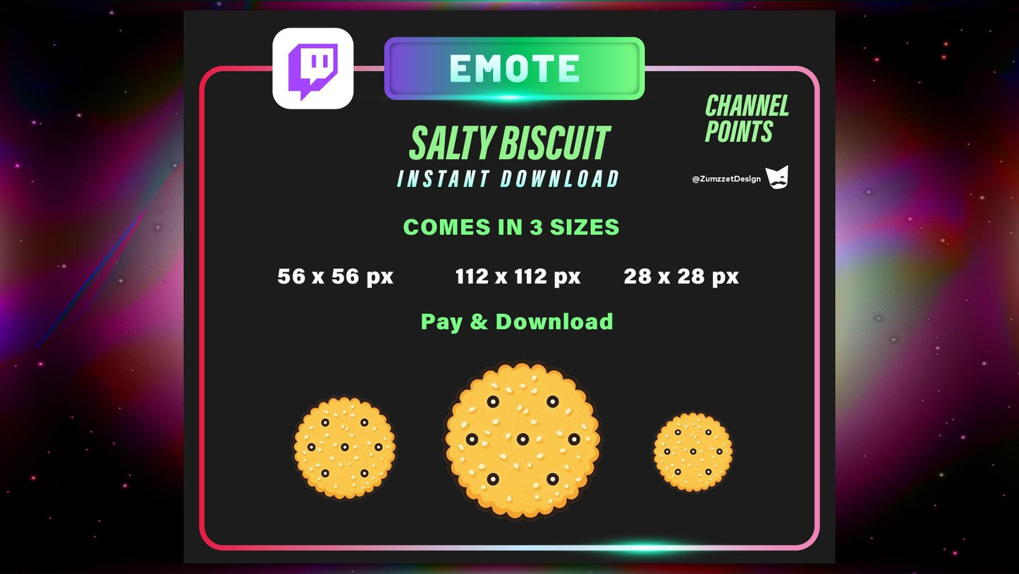 STATIC Salty biscuit Emote and Channel Point for Twitch, Streamer, Fast Food Emote