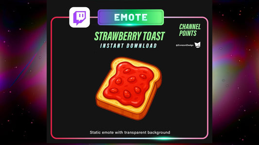 STATIC Strawberry Toast and Channel Point for Twitch, Streamer, Bread Emote, Food Emote