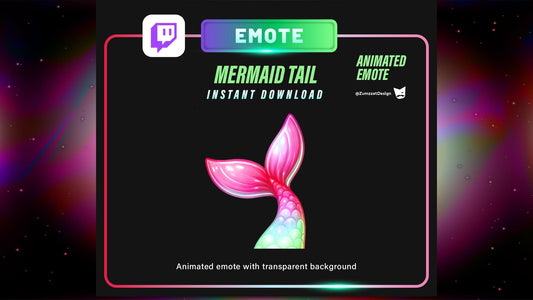 ANIMATED Pastel Siren Mermaid Tail Twitch Emote Cute Streamer Asset Instant Download