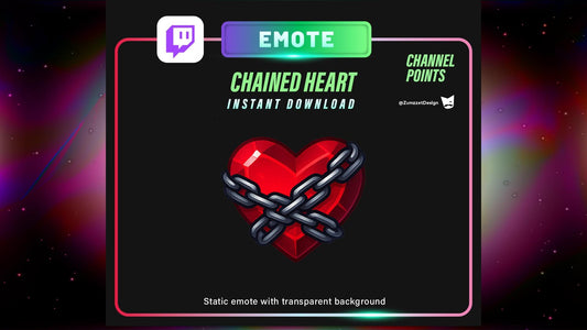 STATIC Chained Heart Emote and Channel Point for Twitch, Streamer, Halloween Emote, Horror Emote