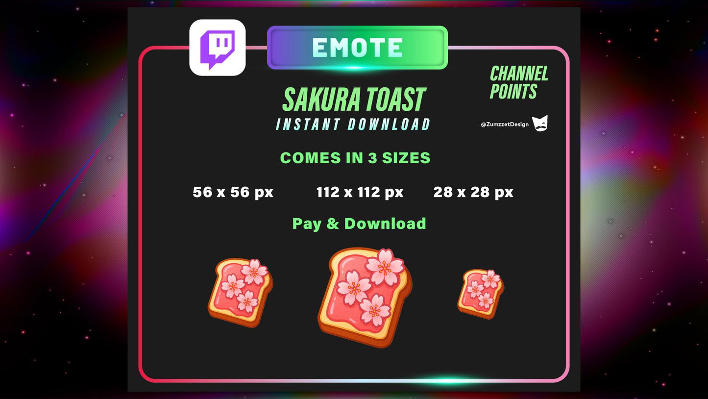 STATIC Sakura Pink Toast and Channel Point for Twitch, Streamer, Bread Emote, Food Emote