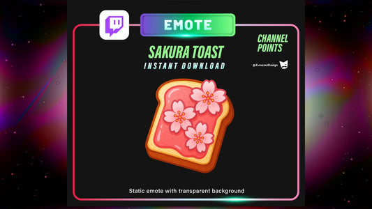 STATIC Sakura Pink Toast and Channel Point for Twitch, Streamer, Bread Emote, Food Emote