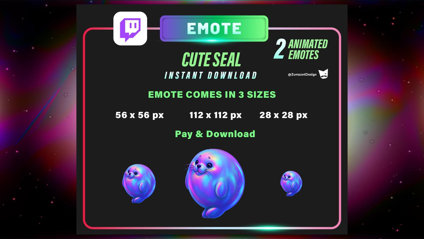 ANIMATED Seal t Emote for Twitch, Streamer, Gaming, Streaming, Stream Emotes, Glowing Emote, Music Emote, Animal Emote
