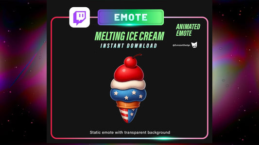 ANIMATED American Ice Cream Emote  for Twitch, Streamer, Celebration Emote, 4th July, Patriotic Stream Emotes, Dessert Emote