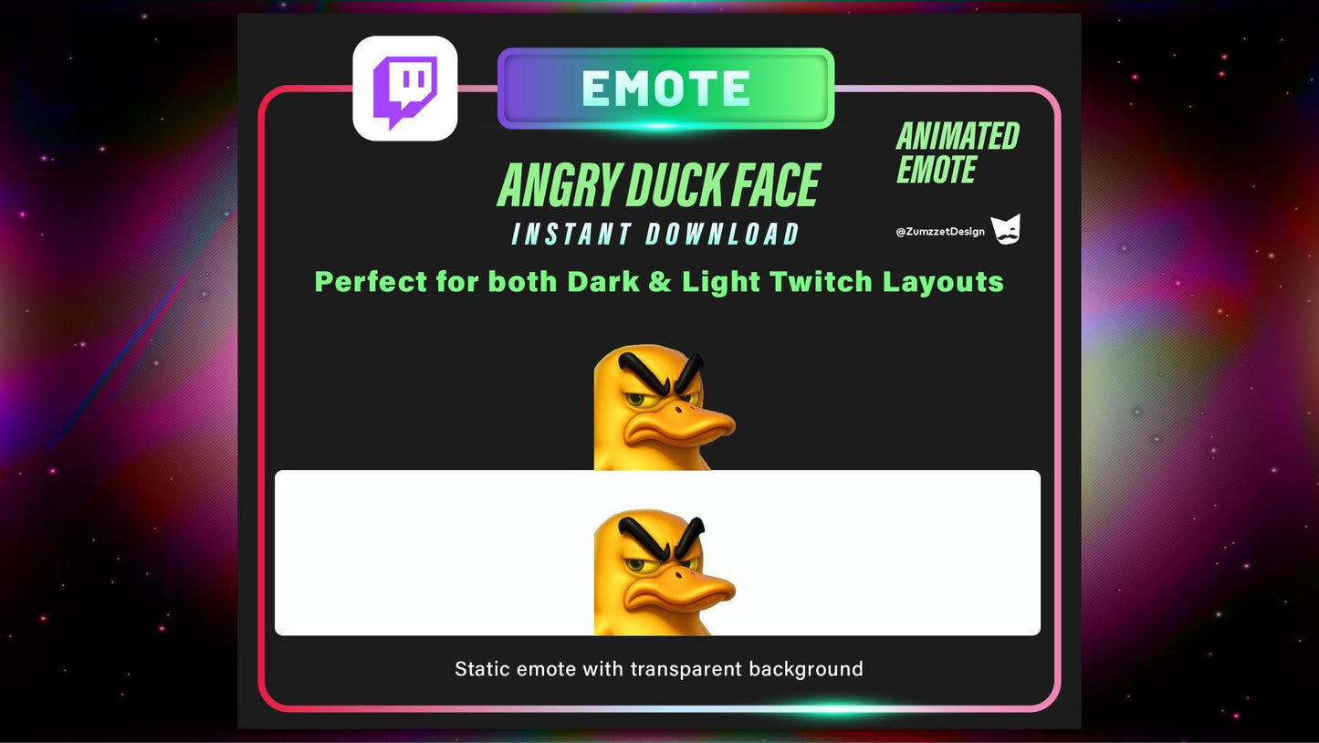 ANIMATED Angry Duck Face Emote for Twitch, Animal Emotes, Reaction Emote