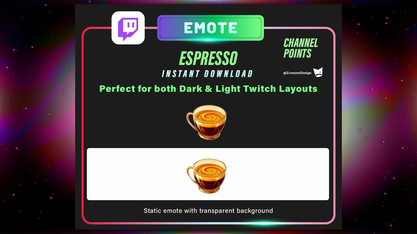 STATIC Coffee Barista Espresso Cup Channel Point Emote Static for Twitch,  Static PNG for Chill Vibes, Caffeine Boost & Cozy Streams