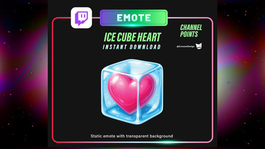 Frozen Heart Twitch Channel Point Emote – Static PNG for Cold Reactions, Chill Vibes & Ice Queen Moments