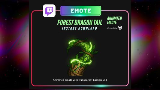 ANIMATED Glowing Forest Green Dragon Tail Emote Nature-Themed Twitch Asset Druid  Emote  Fantasy Instant Download