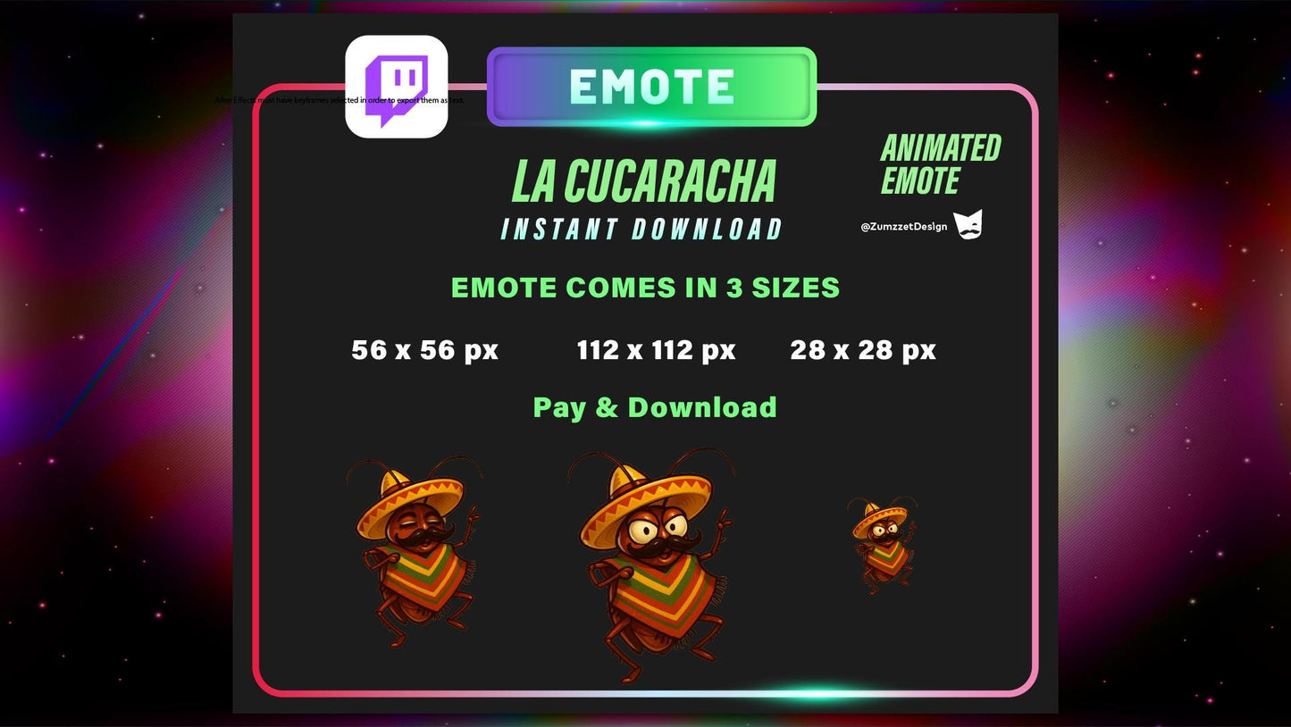 ANIMATED Dancing Cockroach Emote for Twitch, Streamer, EDM Emotes, Party Streaming, Stream Emotes, Music Emote